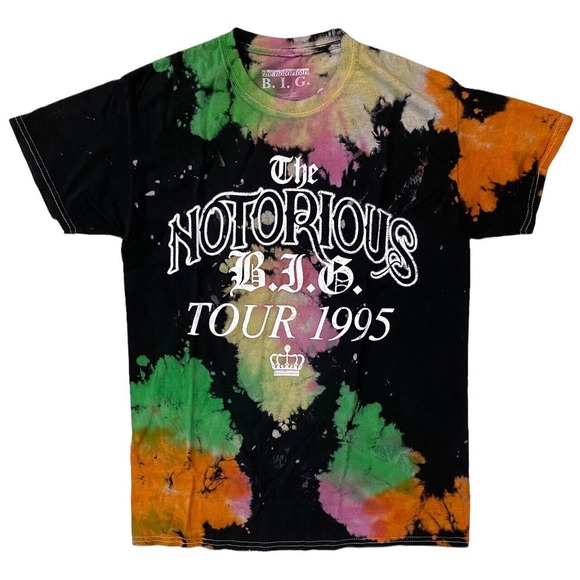 The Notorious B.I.G. Biggie Men's 1995 Tour Tie Dye Hip Hop Rap Tee T-Shirt - Picture 1 of 2
